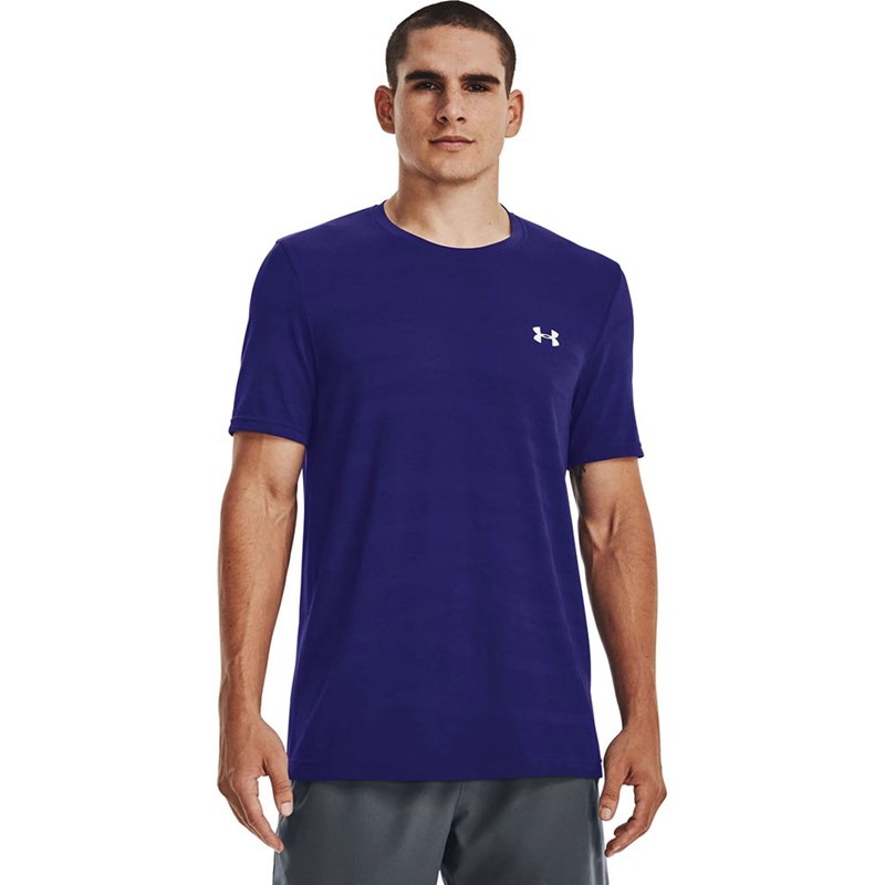 T-Shirt Under Armour Seamless Grid - Sonar Blue/Gray Mist - men´s