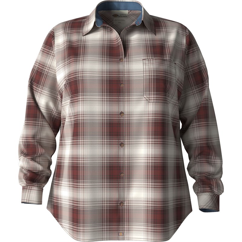 売れ筋商品|||ディッキーズ カットソー トップス レディース Flannel Long-Sleeve Shirt - Women's Fired Brick Fireside Ombre Plaid 2009322.jpg