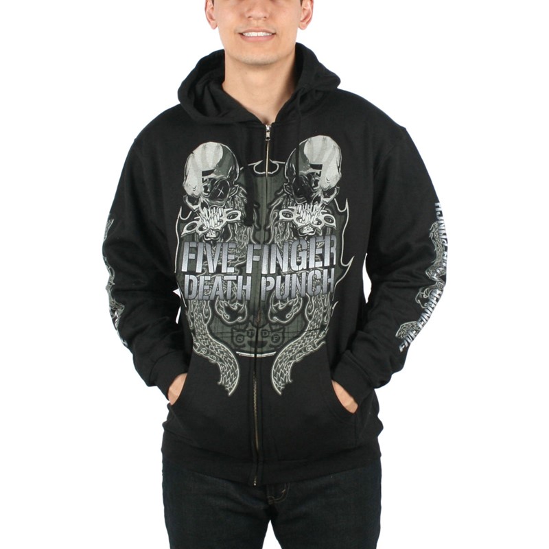 GanCheng Man Wild Jacket Zipper Coat Five Finger Death Punch Band Logo 