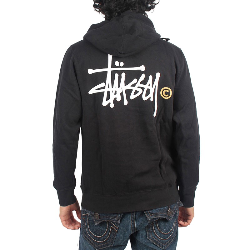 Stussy Mens Basic Logo Zip Hoodie in Black