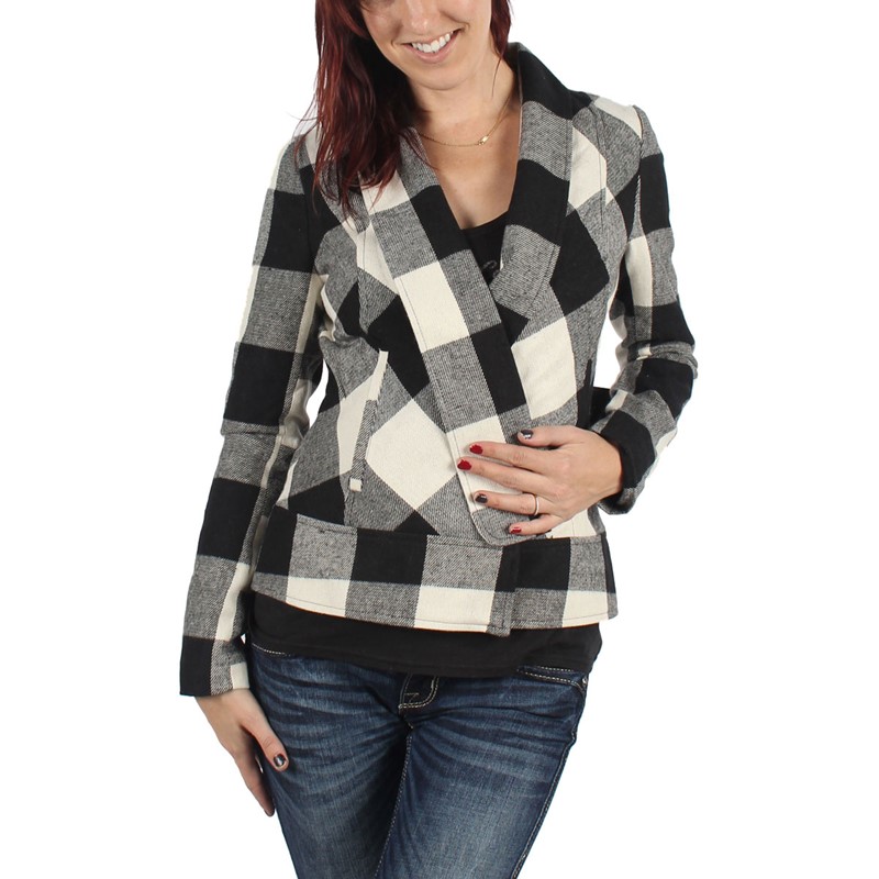 Jack by bb Dakota hotsell plaid Buffalo black and white wrap jacket