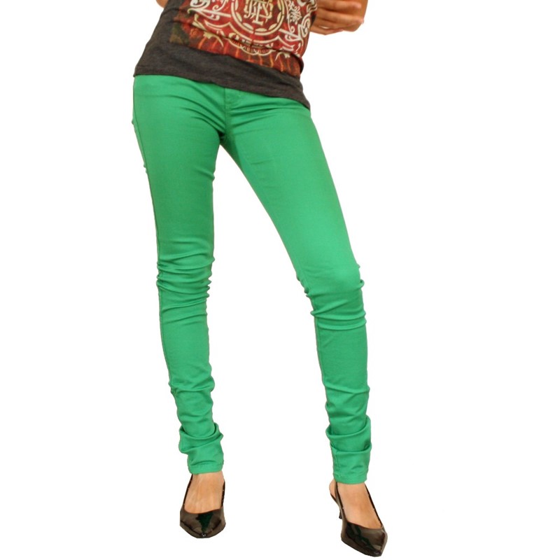 green skinny pants womens