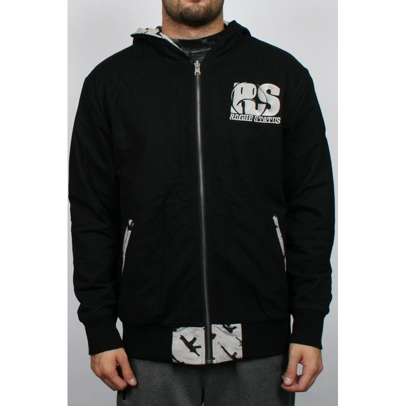 Rogue Status Gunshow Reversible Zip Hoodie in Black Grey