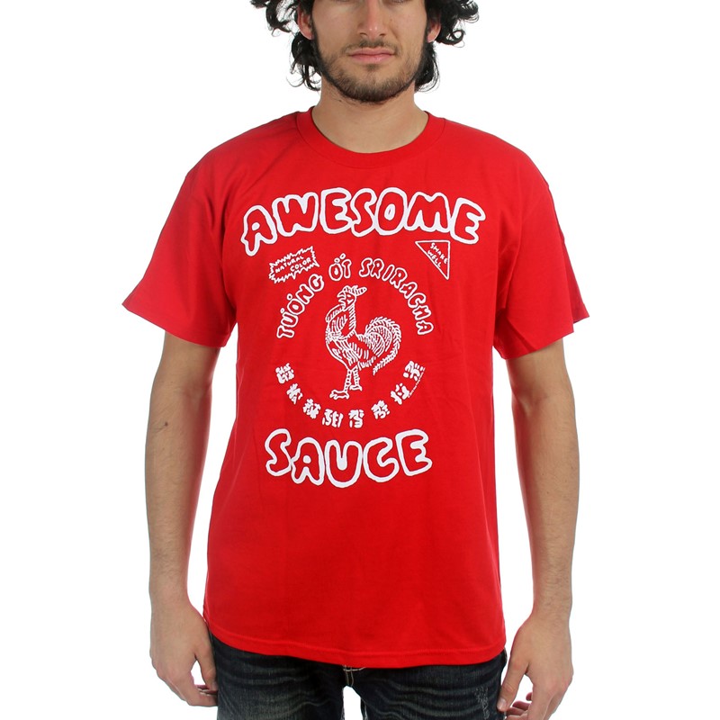 Sriracha Mens Hot Sauce Awesome Sauce T Shirt In Dark Red