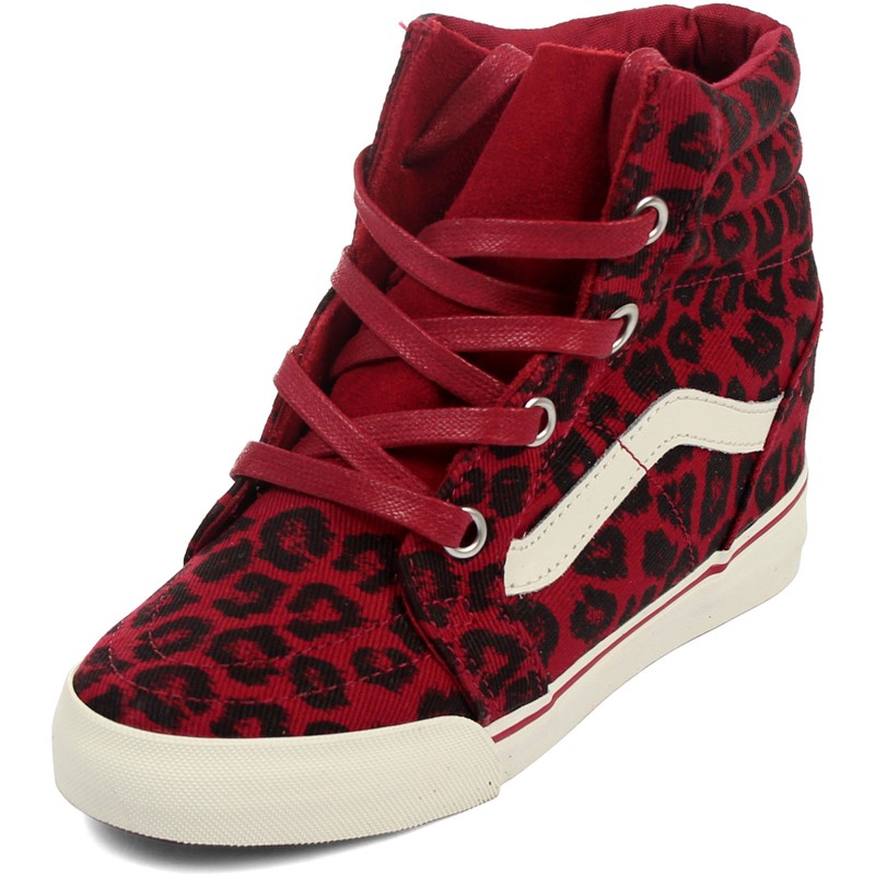 Gastheer van Internationale dodelijk Vans - Womens Sk8-Hi Wedge Shoes in Leopard Red/Marshmallow