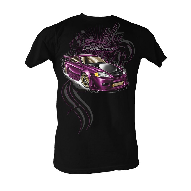 Fast & Furious - Purple Car Mens T-Shirt In Black