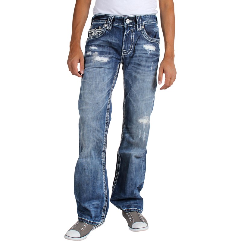 mens distressed bootcut jeans