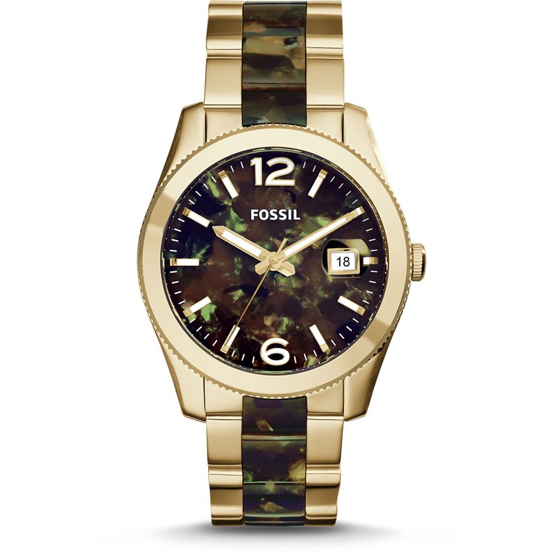 Fossil Perfect Boyfriend Camo Gold Tone Stainless Steel Watch