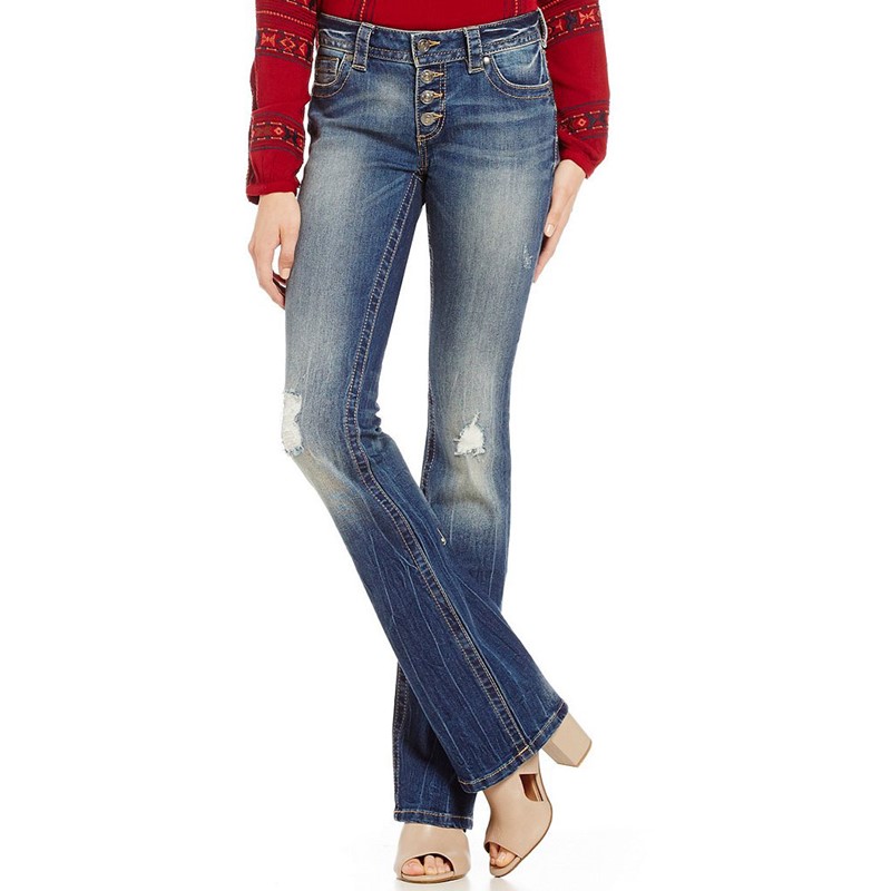 womens button front jeans