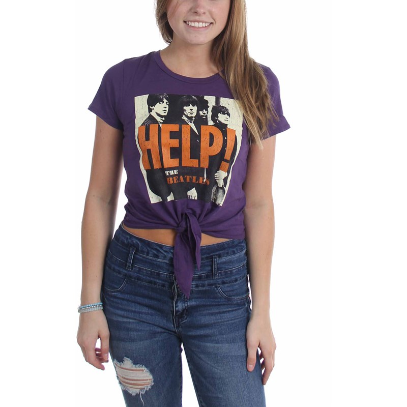 Womens Help Front Tie Ladies Shirt T-Shirt