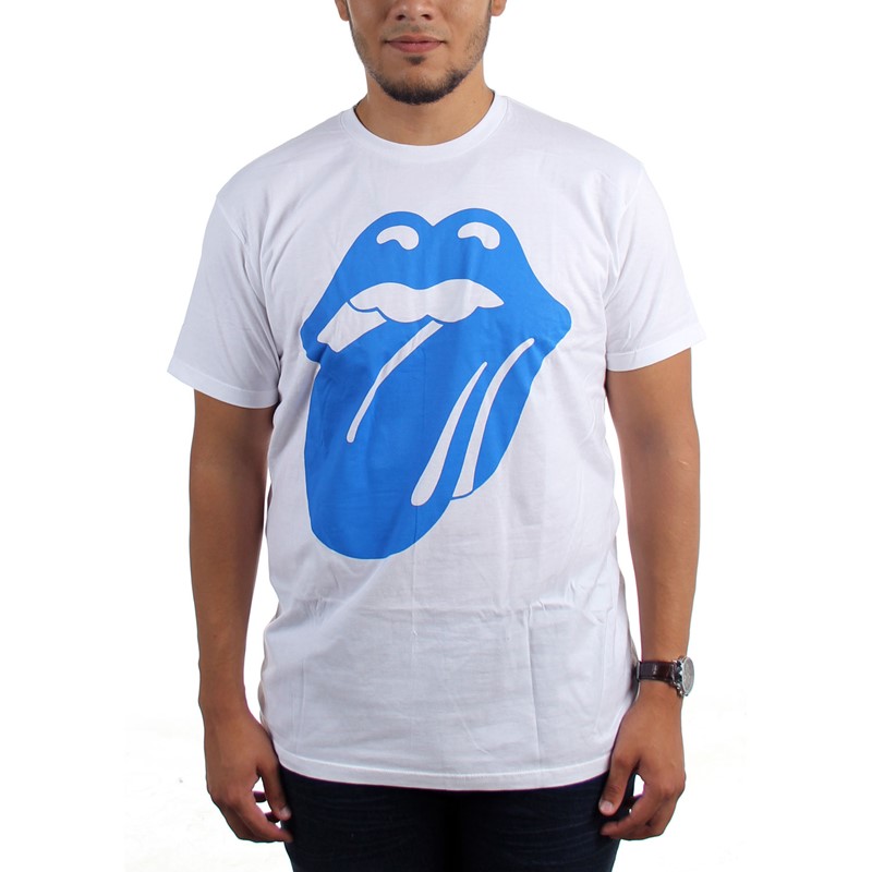 The Rolling Stones T Shirt Bleu & Lonesome Langue officielle homme Finition Vintage 