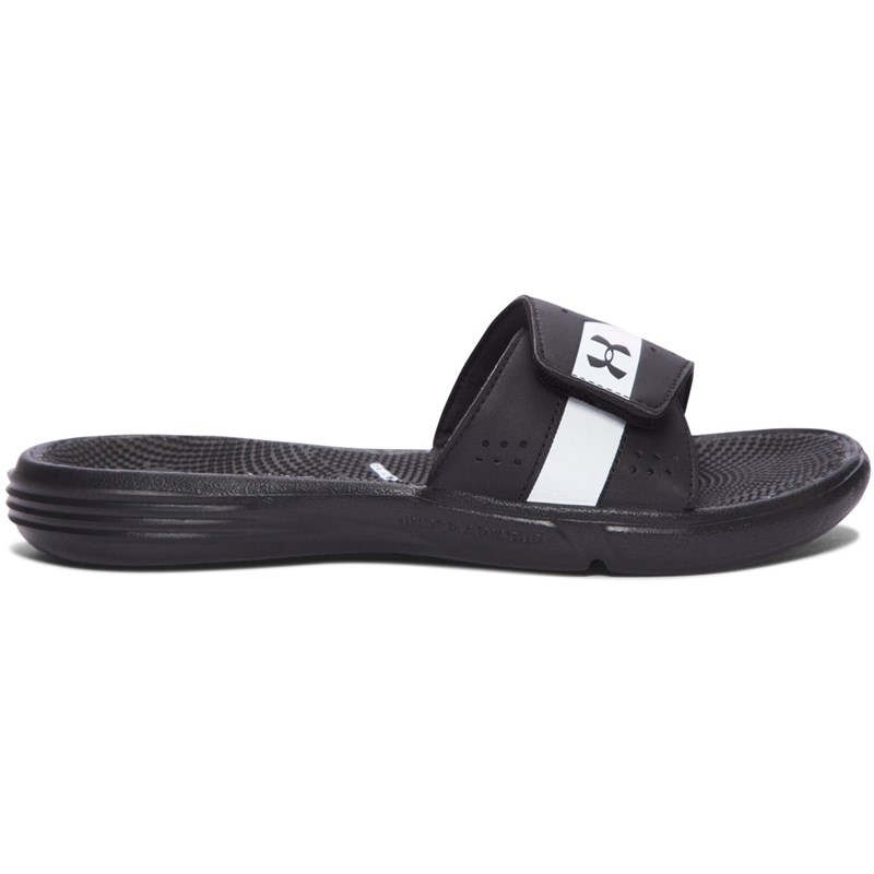 New Men's Under Armour Micro G EV Slide Sandals White Silver Black 4D Slider 