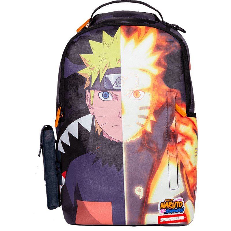 Eleganter Naruto Leinen Daypack Rucksack mit Naruto Uzumaki Motiv Beige