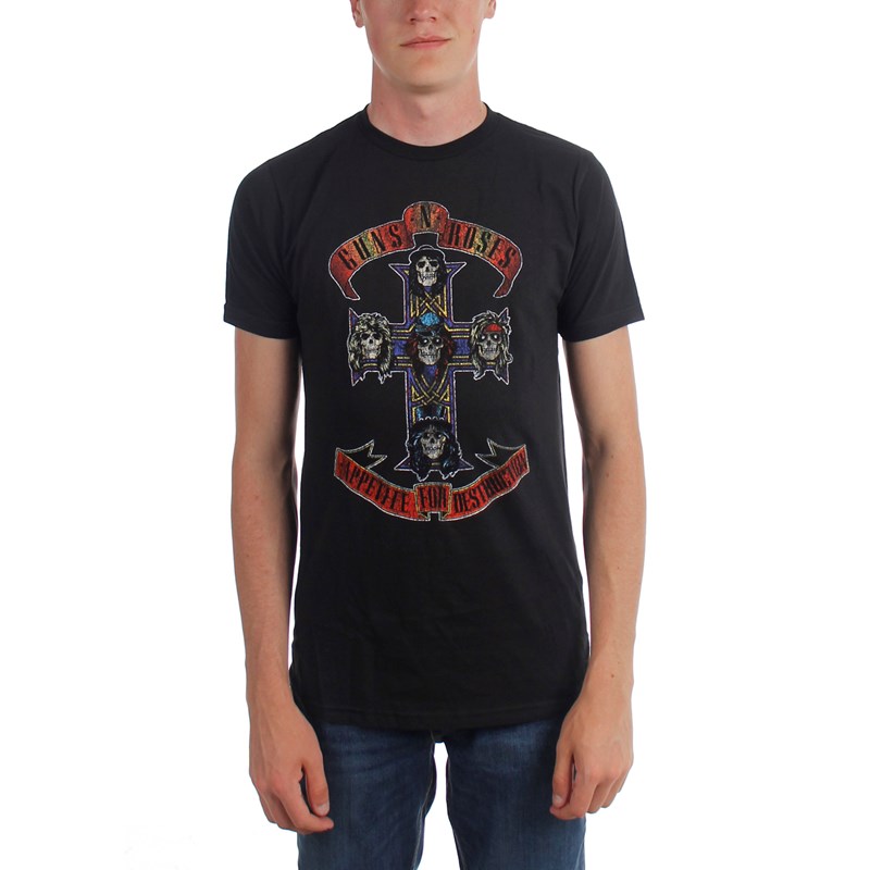 Guns n Roses - Mens Distressed Cross T 